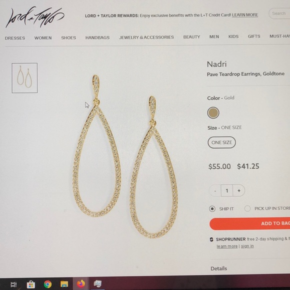 NWOT-Nadri Crystal Teardrop Pierced Earrings - Picture 4 of 4